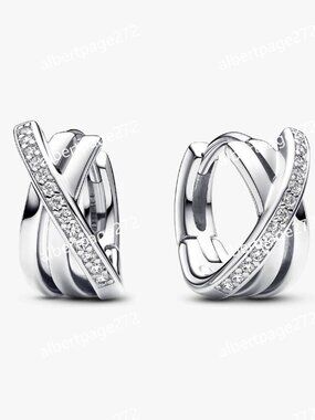 Crossover Pavé Hoop Earrings